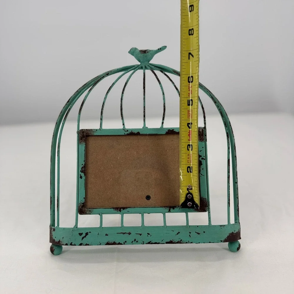 Teal Metal Birdcage Photo Frame Distressed Shabby Chic 4x6 Horizontal‎